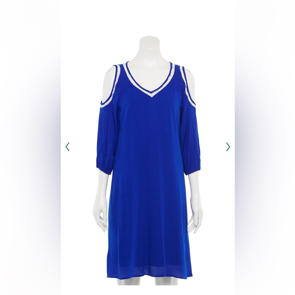 NWT Nina Leonard Cold Shoulder dress in ElectricBlue size XL